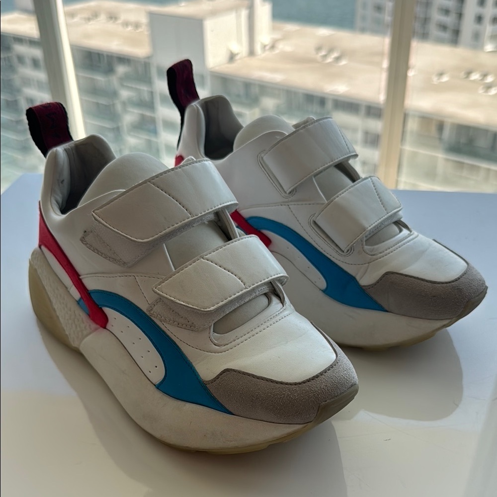 Stella McCartney White and Blue Sneakers